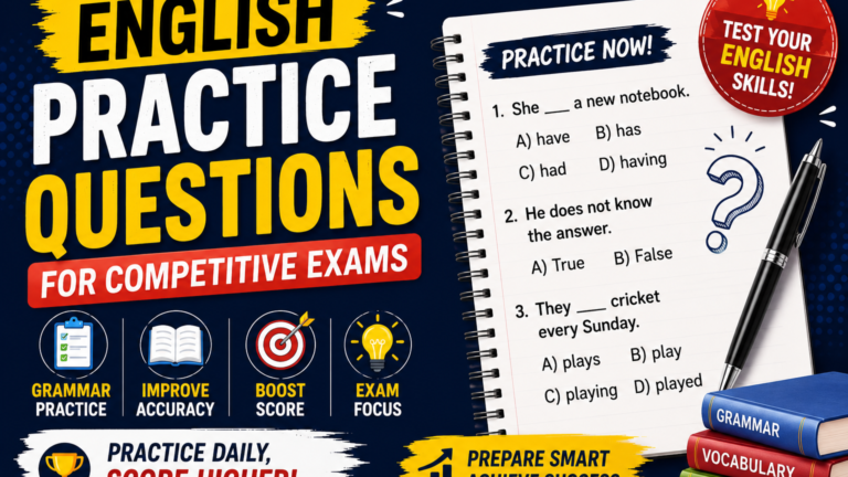 English Practice Questions for Competitive Exams